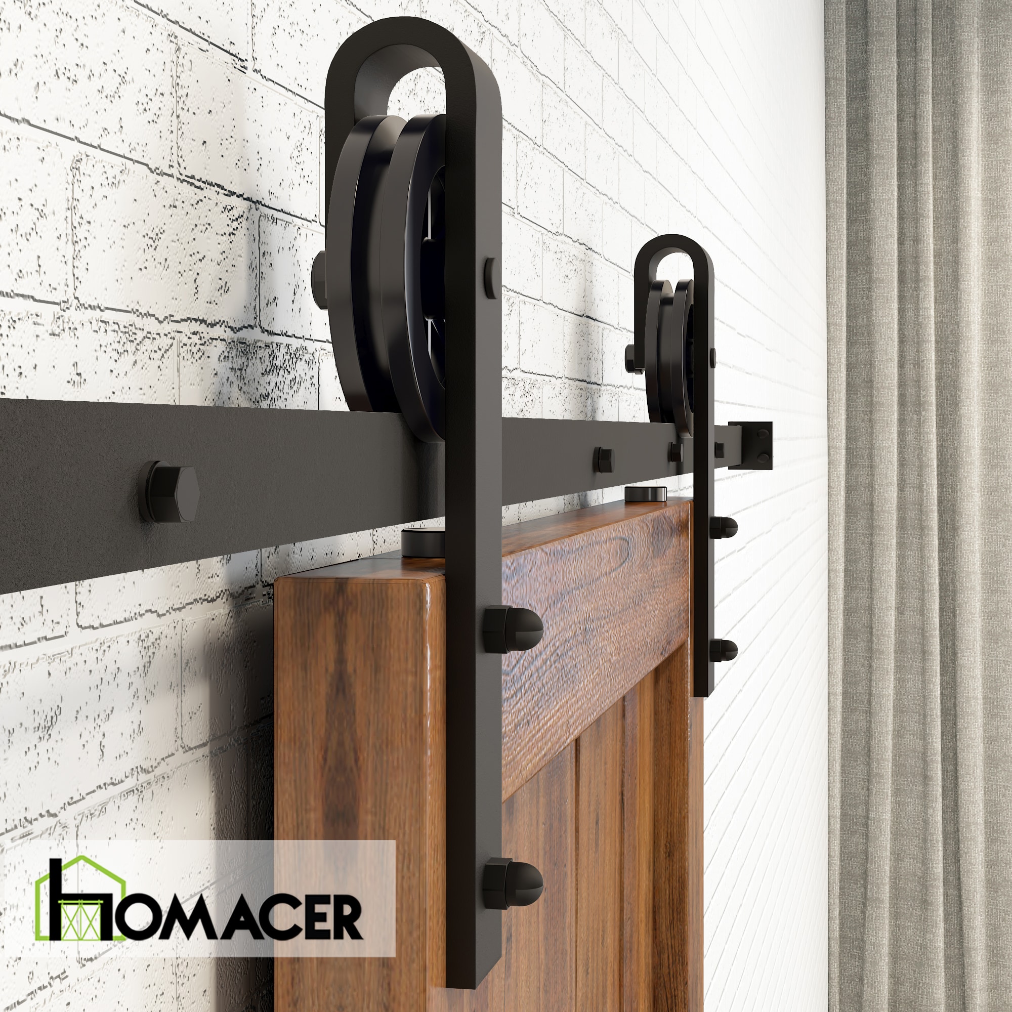 60-in Rustic black Black Indoor Spoke Wheel Single Barn door hardware kit - Image 5