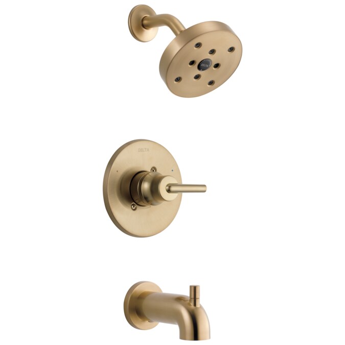 Delta Trinsic Champagne Bronze 1-handle Single Function Round Bathtub and Shower Faucet Valve Included