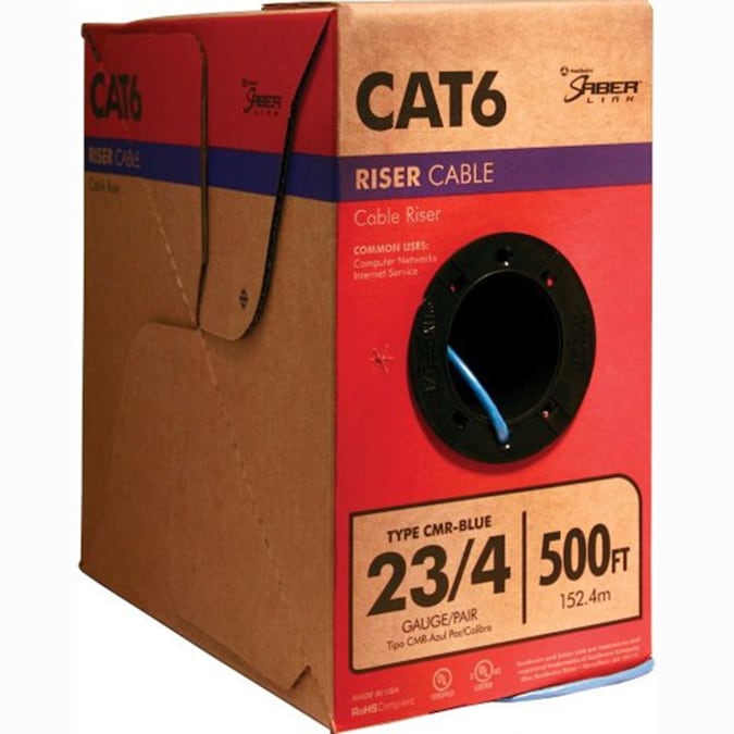Southwire 500-ft 23 Cat 6 4 Riser Blue Data Cable Pull Box