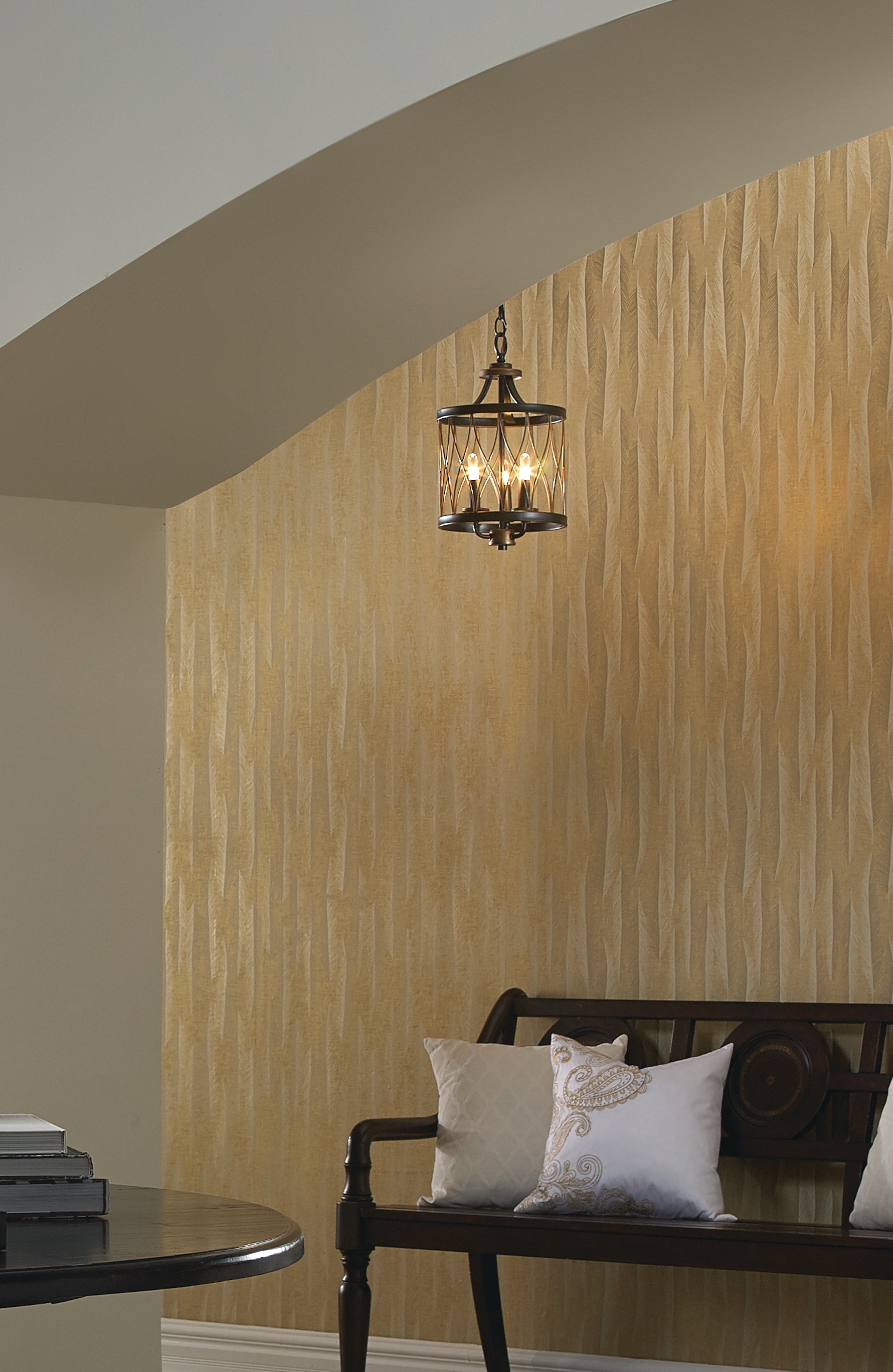 Brookglen 3 -Light Black with Gold Tone French country/cottage Drum Mini Hanging Pendant light