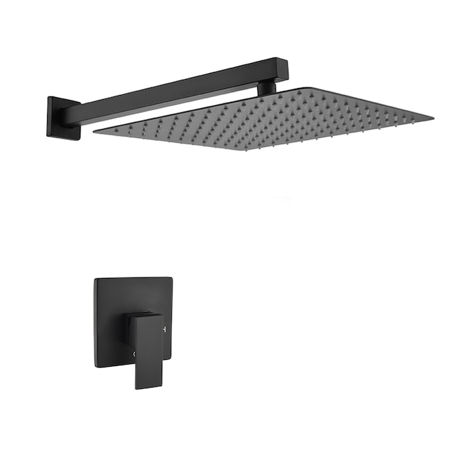 WELLFOR Matte Black 10-in Waterfall Built-In Shower Faucet System (Ceramic Disc Valve Included)