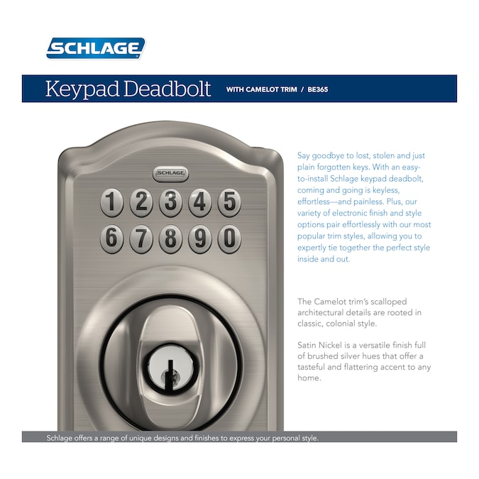 Schlage Camelot Aged Bronze Electronic Deadbolt with Keypad - Image 6