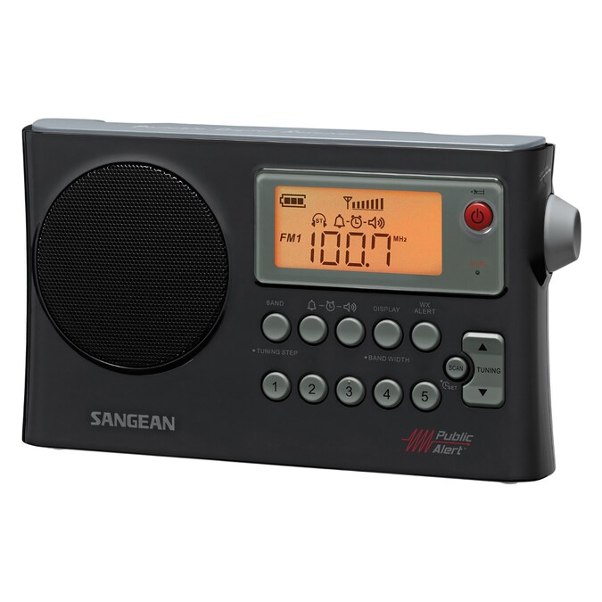 Sangean AM/FM/NOAA Weather Alert Portable Radio - Receives All 7 NOAA Weather Channels, Flashing Light Warning System