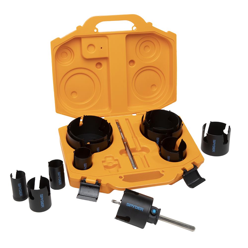 Carbide-tipped Arbored Adjustable Hole saw kit Set 14 -Piece with Hard Case