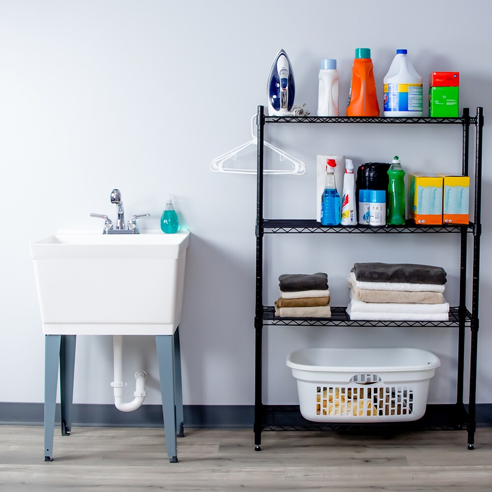 23.5-in x 22.875-in 1 -Basin White Freestanding Utility tub with Drain with Faucet - Image 9