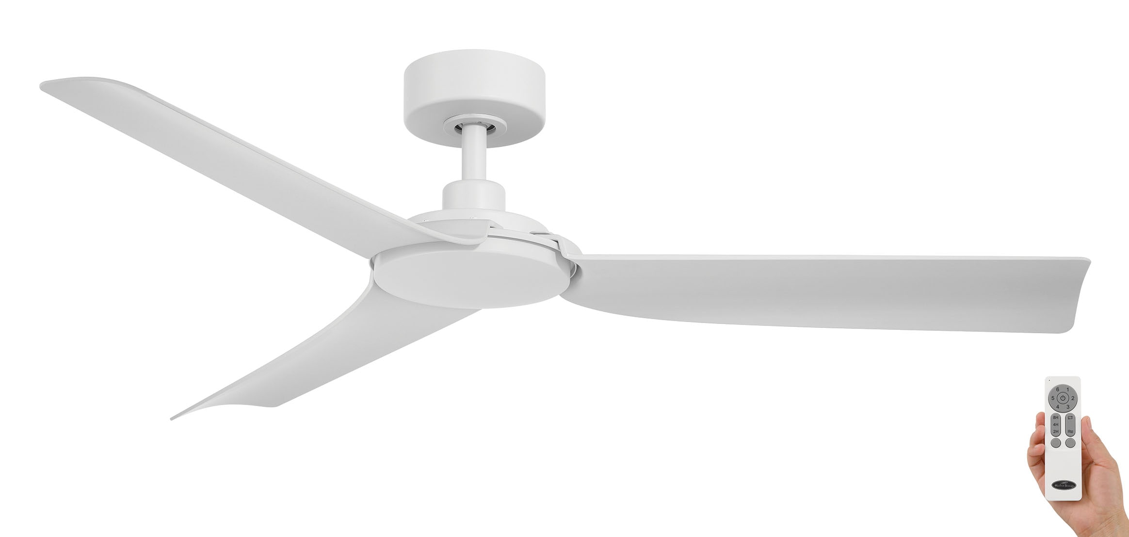 Lochwood 52-in Outdoor Matte White with Matte White Blades Ceiling Fan Without Light - Remote Included ( 3 -Blade ) - Image 2