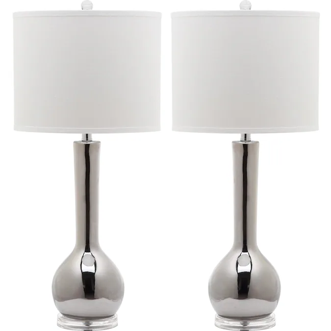 Safavieh Mae Modern/Contemporary Medium Base (e-26) Lamp Set with Off-white Shades
