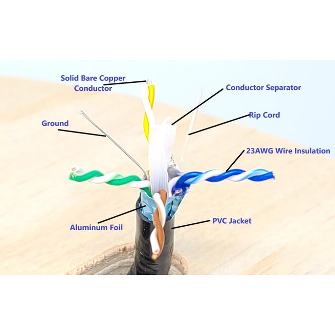 Micro Connectors Bulk 500-ft 23 Cat 6 4 Communications Multipurpose Blue Data Cable Spool - Image 2