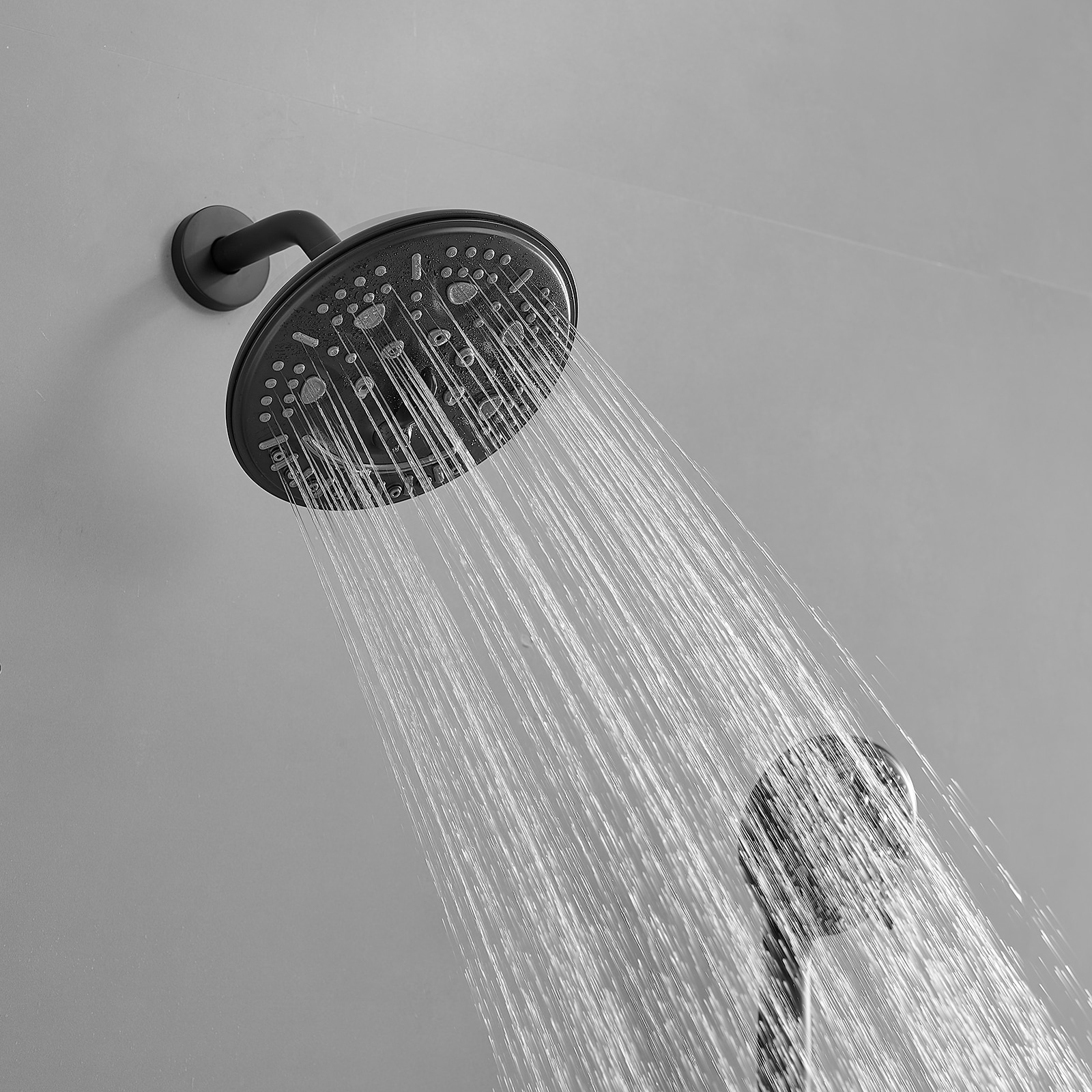 Matte Black 1-handle Multi-function 13.58-in Round Shower Faucet with Valve - Image 14