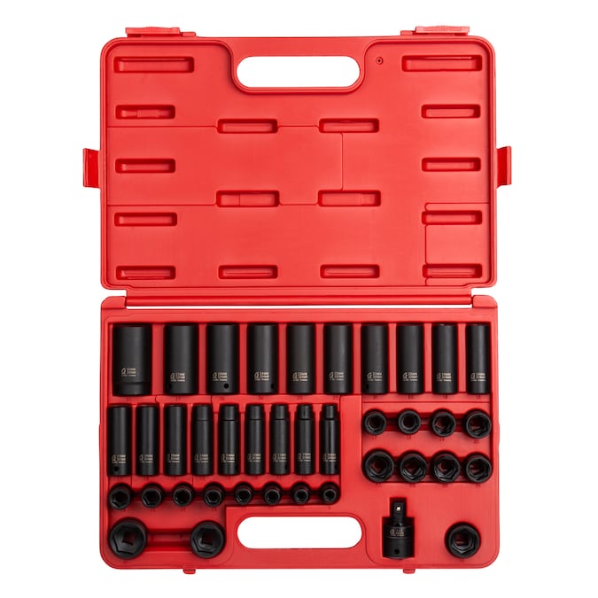 SUNEX TOOLS 39-Piece Metric 1/2-in Drive Set 6-point Impact Socket Set