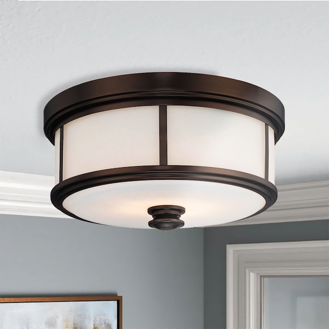 Minka Lavery Harvard Court 2-Light 13.5-in Matte Bronze Flush Mount Light