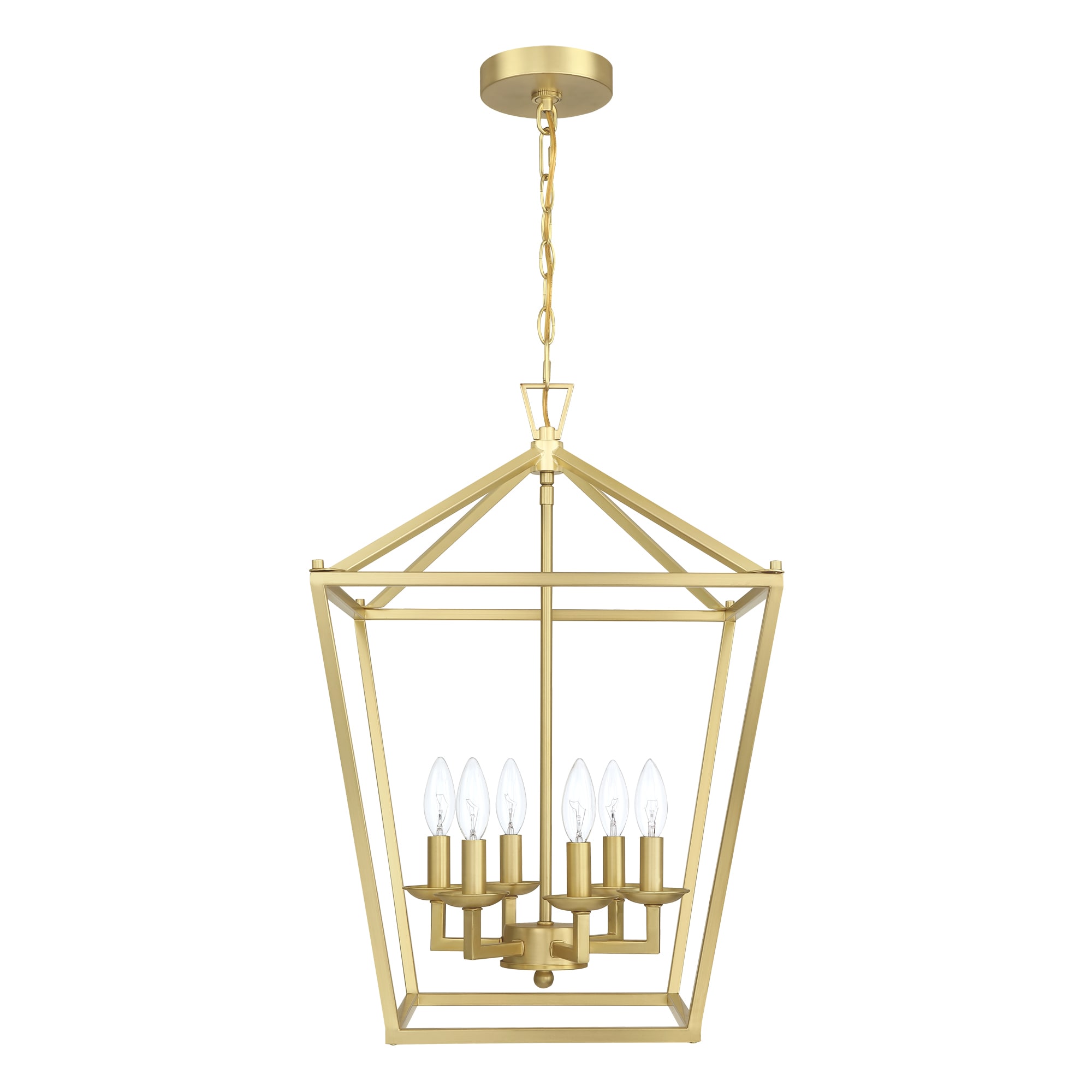 6 -Light Soft Gold Traditional Geometric Medium Hanging Pendant light