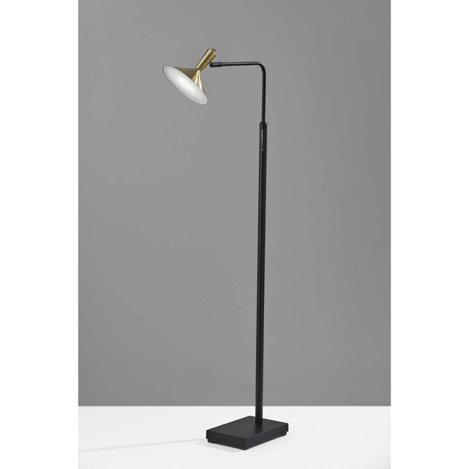 HomeRoots 54-in Black Torchiere with Reading Light Floor Lamp