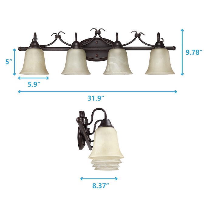WELLFOR TC Vanity Light 31.89-in 4-Light Bronze Modern/Contemporary Vanity Light - Image 10