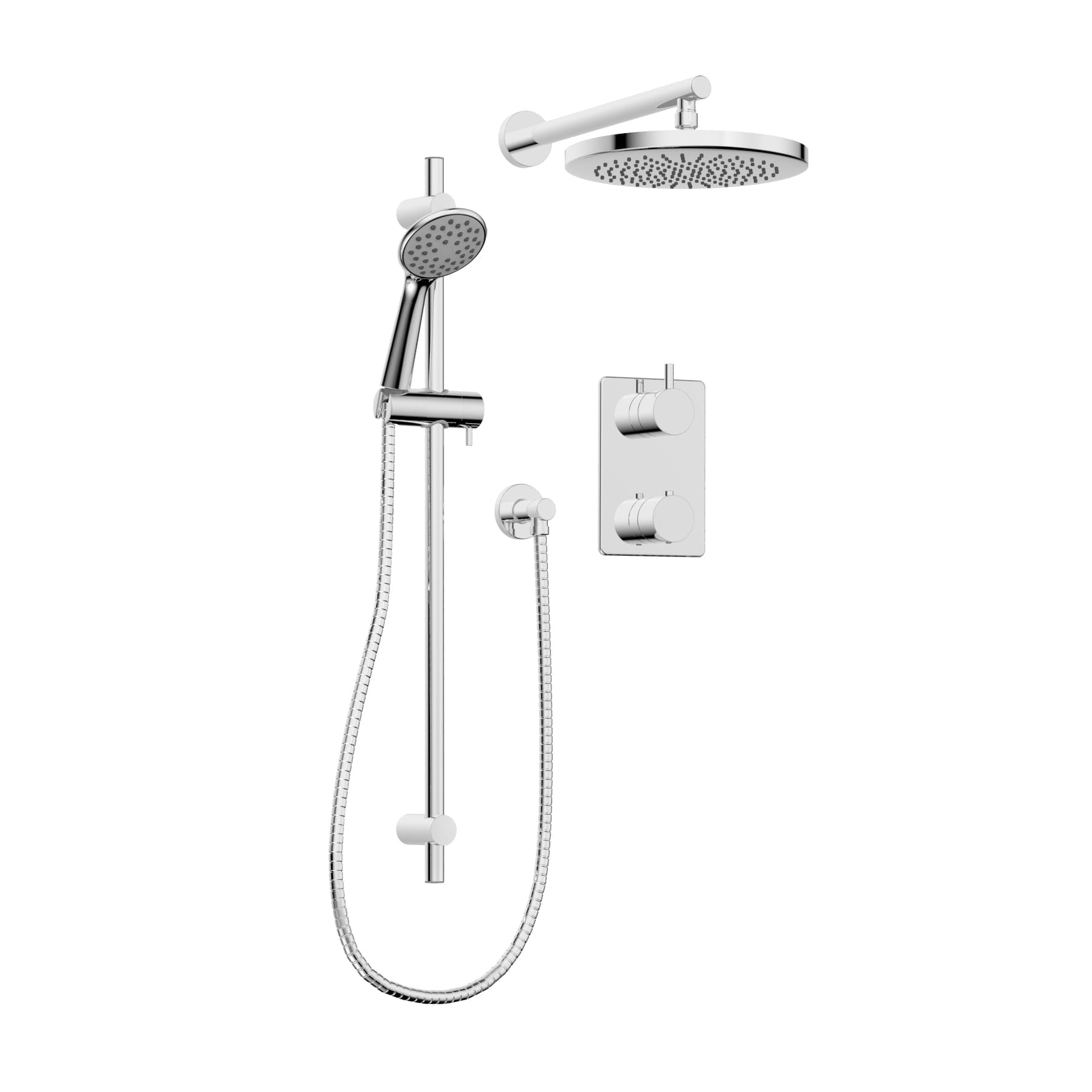 Universal Polished chrome 2-handle Single function 10.0-in Round Shower Faucet with Valve