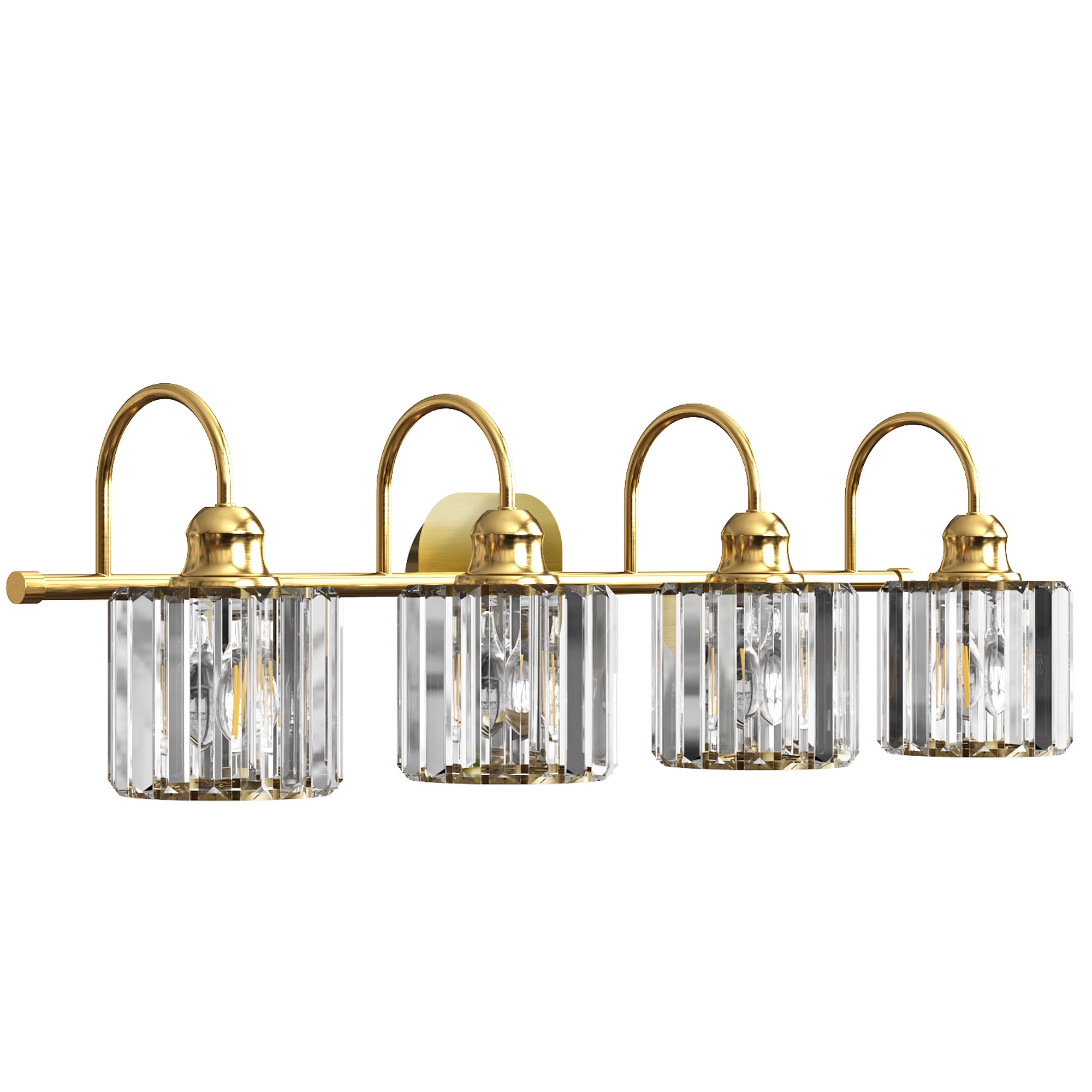 32-in 4 -Light Brushed Gold Glam Vanity light