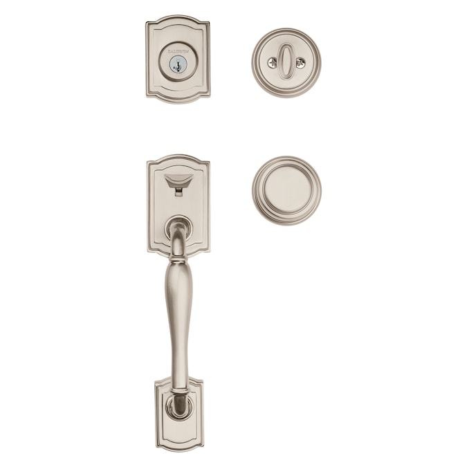 Baldwin Prestige Series Wesley Satin Nickel Single-Cylinder Deadbolt Keyed Entry Door Handleset Knob Smartkey - Image 2