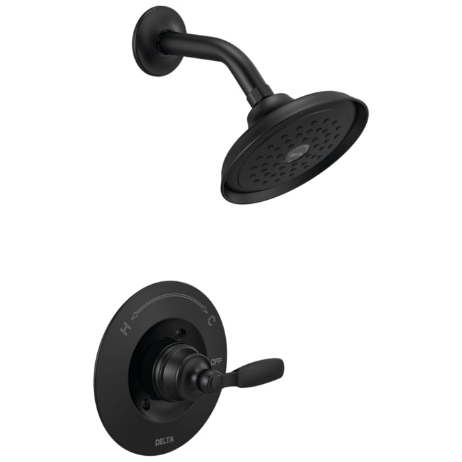 Delta Woodhurst Matte Black 1-handle Single Function Round Bathtub and Shower Faucet