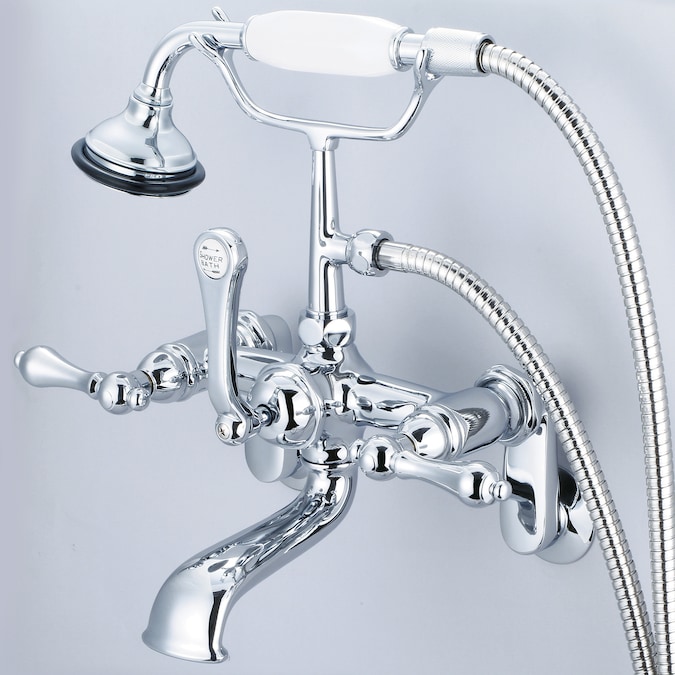 Water Creation F6 Chrome 3-handle Wall-mount Waterfall Bathtub Faucet with Hand Shower (Valve Included)