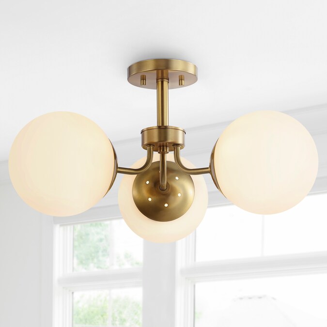 JONATHAN  Y Olivier Modern/contemporary Farmhouse 3-Light Satin Gold LED Semi mount light