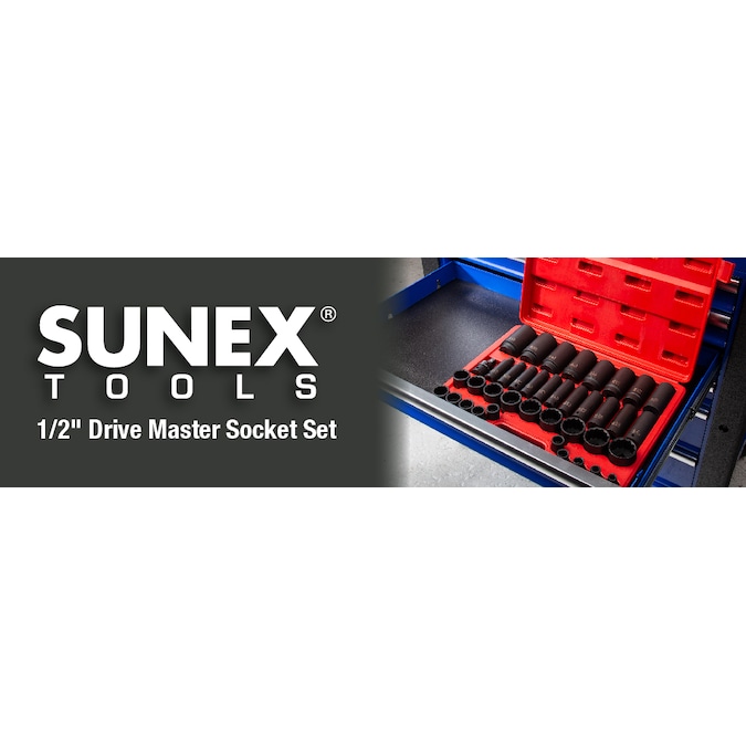 SUNEX TOOLS 39-Piece Standard (SAE) 1/2-in Drive Set 12-point Impact Socket Set - Image 6