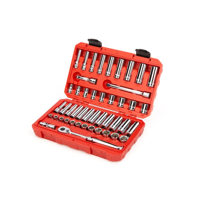 TEKTON 3/8-in Drive Standard (SAE) and Metric Shallow/Deep Socket Set (47-Pieces) - Image 2