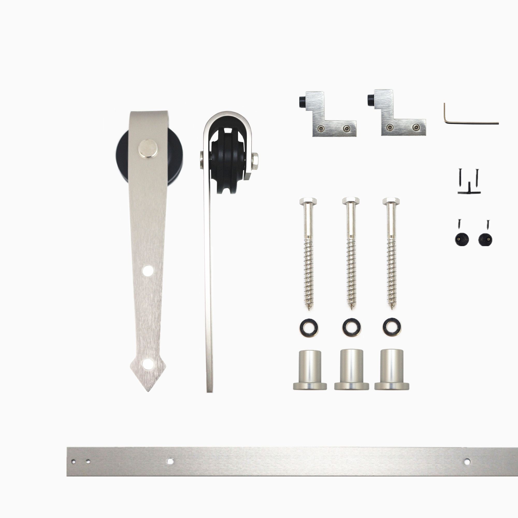 54-in Brushed Brushed Nickel Indoor Arrow Single Barn door hardware kit