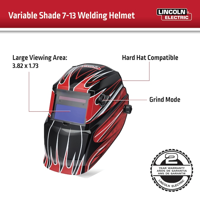 Lincoln Electric Auto Darkening Variable Shade Red Welding Helmet - Image 7