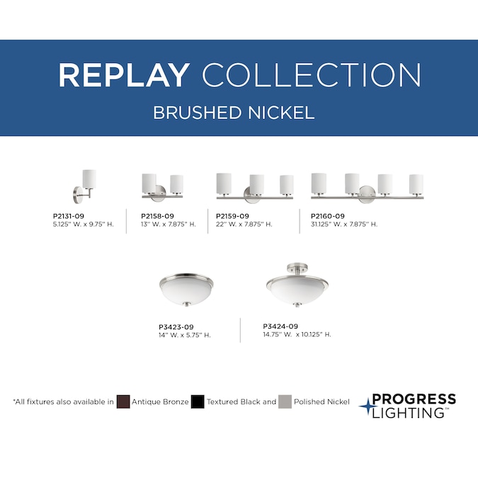 Progress Lighting Replay 2-Light Brushed Nickel Semi Flush Mount Light - Image 9