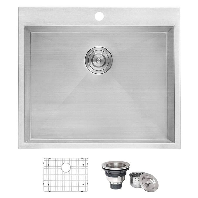 Ruvati 25-in x 22-in 1-Basin Brushed Stainless Steel Drop-In Laundry Sink with Drain