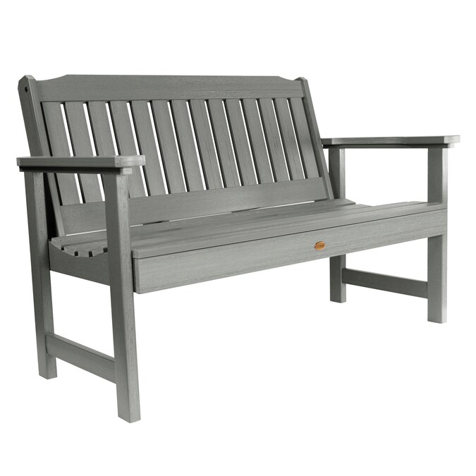 highwood Lehigh 50.1-in W x 34.7-in H Coastal Teak Plastic Garden Bench