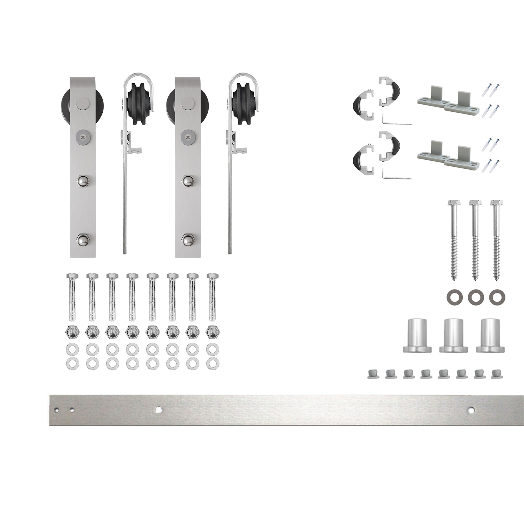 54-in Brushed Brushed Nickel Indoor J-strap Double Barn door hardware kit