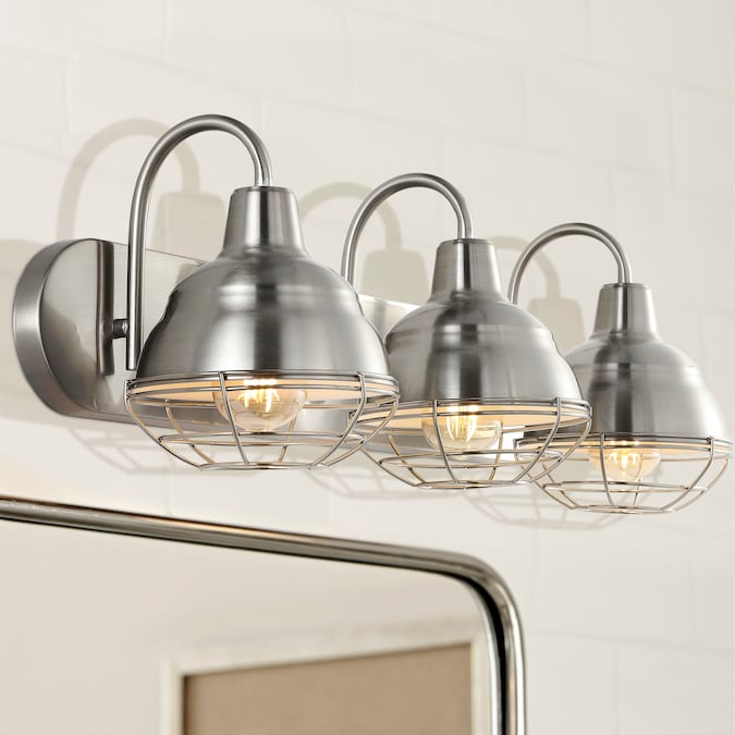 JONATHAN  Y Levi Iron Industrial Farmhouse 24.5-in 3-Light Polished Nickel LED Rustic Vanity Light