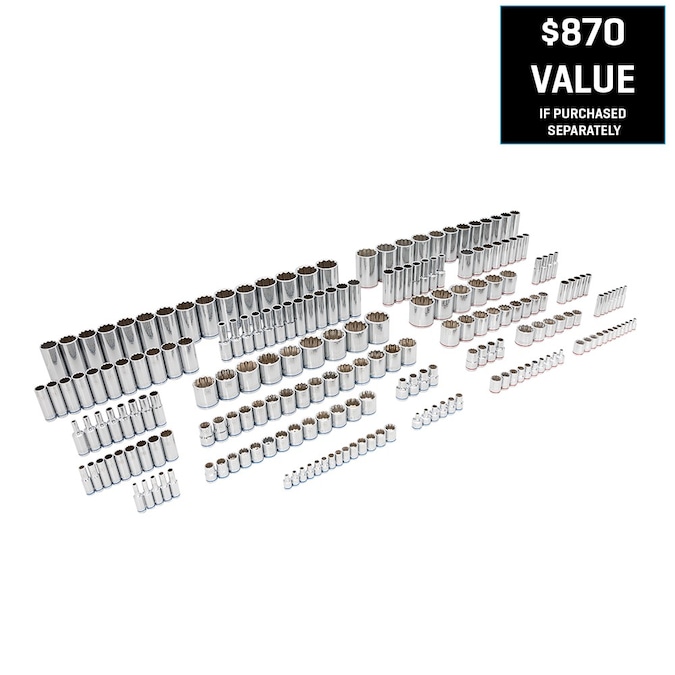 Kobalt 1/4-in to 1/2-in Drive Standard (SAE) and Metric Shallow/Deep Socket Set (212-Pieces)