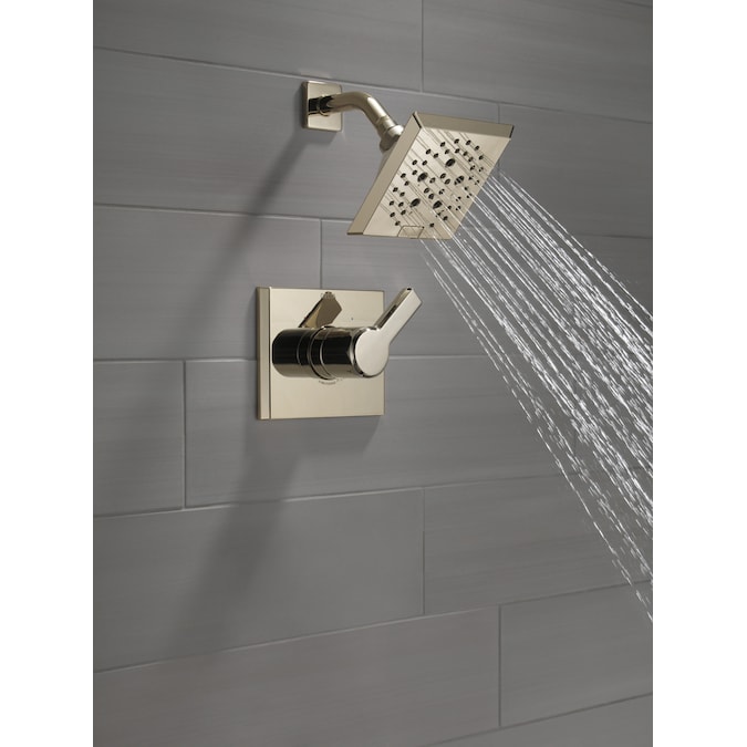 Delta Pivotal Lumicoat Polished Nickel 1-handle Multi-function Square Shower Faucet Valve Included - Image 12