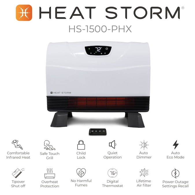 Heat Storm Up to 1500-Watt Infrared Cabinet Indoor Electric Space Heater with Thermostat and Remote Included - Image 7