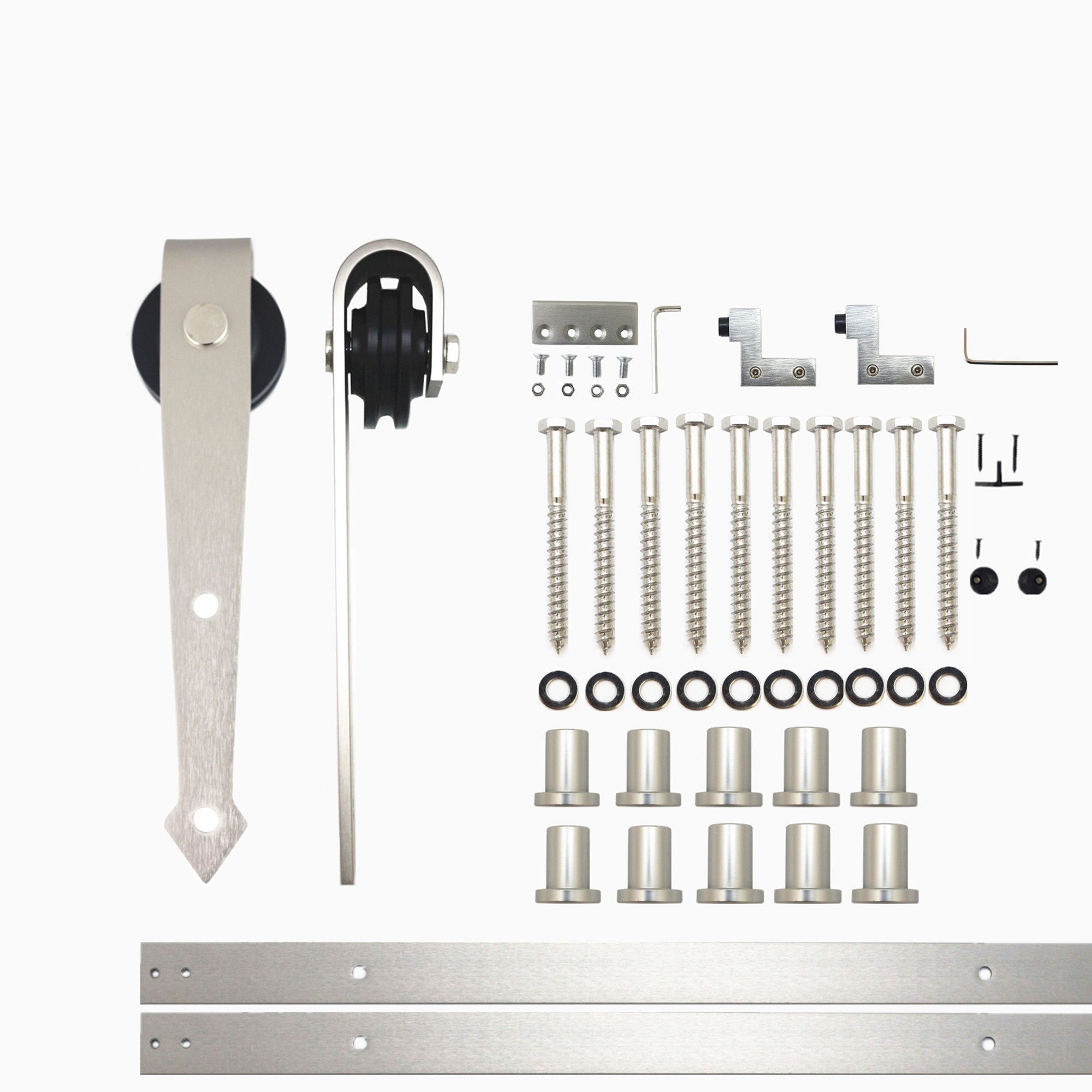 144-in Brushed Brushed Nickel Indoor Arrow Single Barn door hardware kit