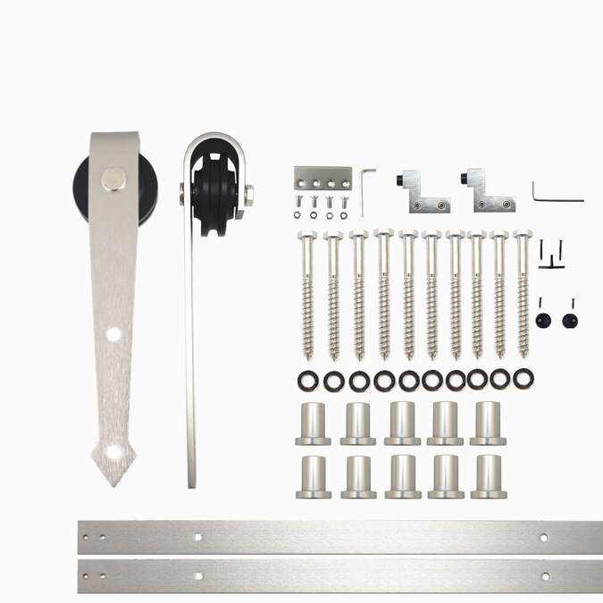 HOMACER 156-in Brushed Nickel Indoor Arrow Single Barn Door Hardware Kit