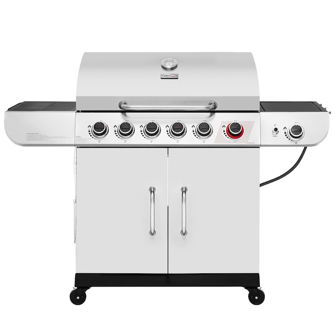 Royal Gourmet Cabinet Style Silver 6-Burner Liquid Propane Gas Grill with 1 Side Burner