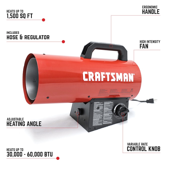 CRAFTSMAN Craftsman Forced Air Propane 60000-BTU Outdoor Portable Forced Air Propane Heater - Image 6