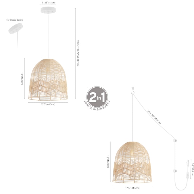 JONATHAN Y Sofia 17.5" Woven Rattan Chevron Farmhouse Coastal Brown Bohemian/Global Lantern LED Medium Hanging Swag Light - Image 4