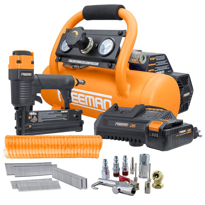 FREEMAN 1-Gallon Portable Electric Cordless 120 PSI Hot Dog Air Compressor with Accessories Included