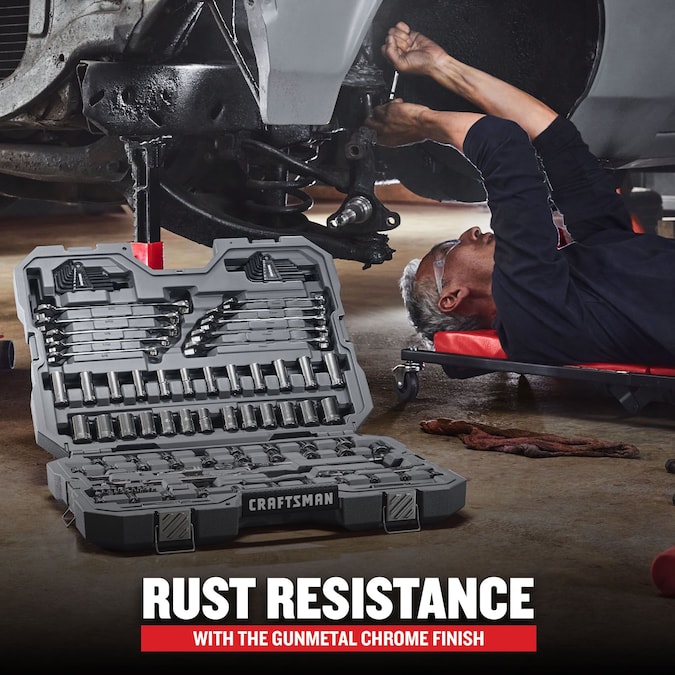 CRAFTSMAN OVERDRIVE 121-Piece Standard (SAE) and Metric Gunmetal Chrome Mechanics Tool Set with Hard Case - Image 8