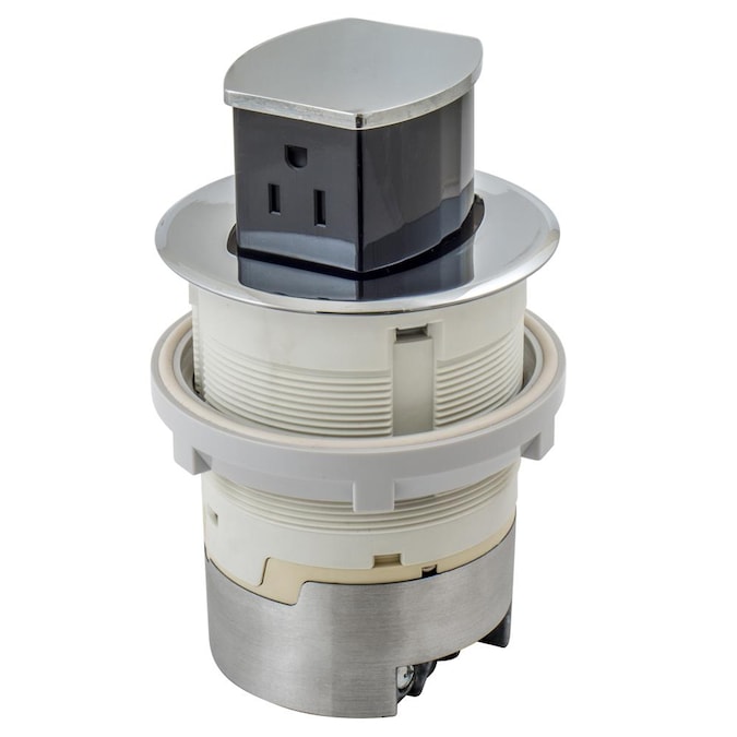 Hubbell Bryant 15-Amp 125-volt Tamper Resistant Recessed Pop-out Residential/Commercial Duplex Outlet, Chrome