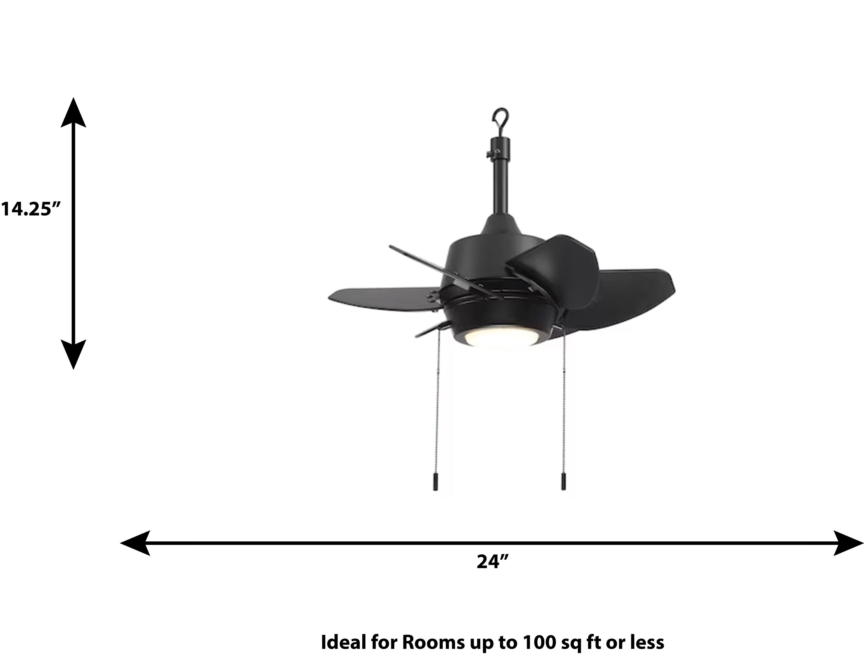 Gaskin 24-in Integrated LED Outdoor Matte Black with Matte Black Blades Plug-in Ceiling Fan With Light ( 6 -Blade ) - Image 11