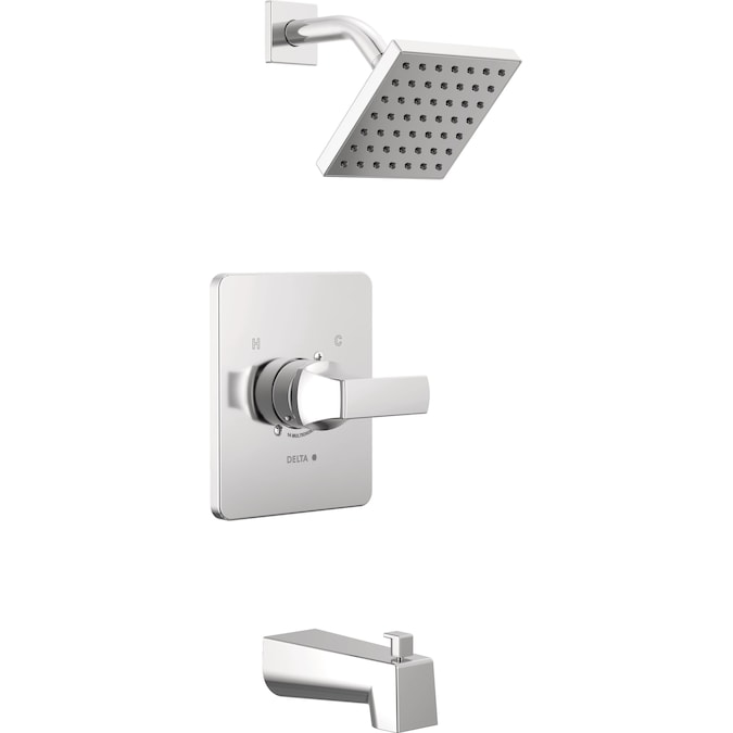 Delta Velum Chrome 1-handle Single Function Square Bathtub and Shower Faucet