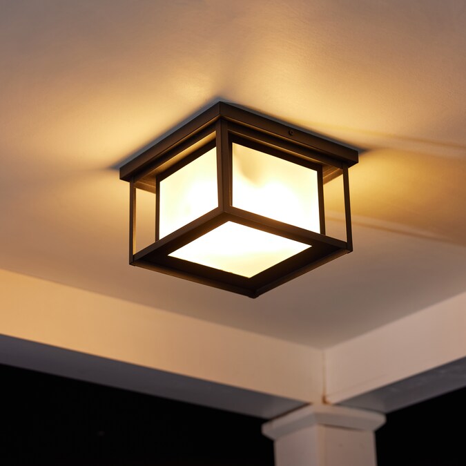 Generation Lighting Hunnington 1-Light 10-in Satin Black Indoor/Outdoor Flush Mount Light - Image 4