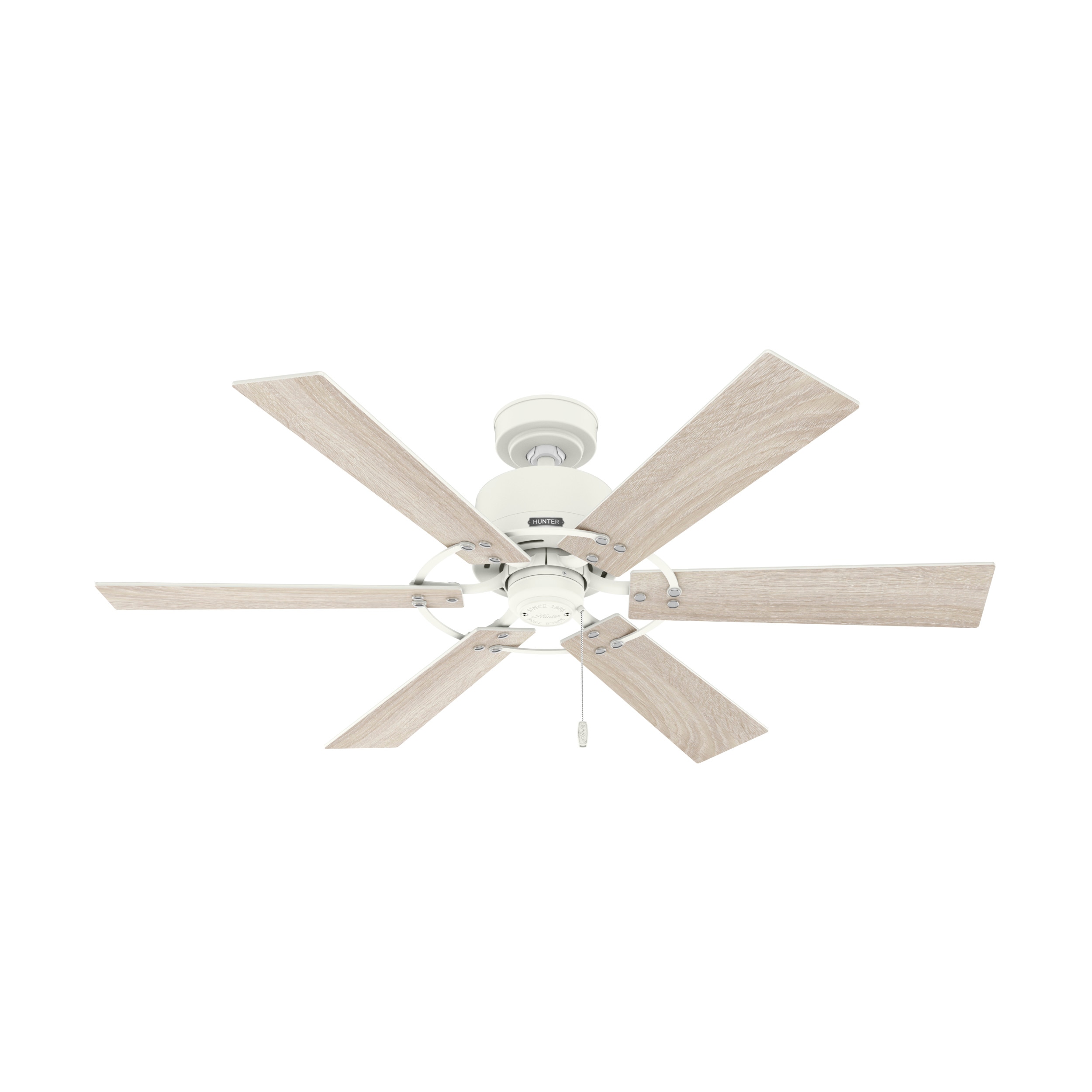 Gilrock 52-in Matte White with Light Oak Blades Ceiling Fan Without Light ( 6 -Blade )