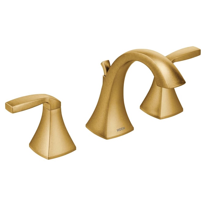 Moen Voss Brushed Gold Widespread 2-Handle WaterSense Bathroom Sink Faucet with Drain