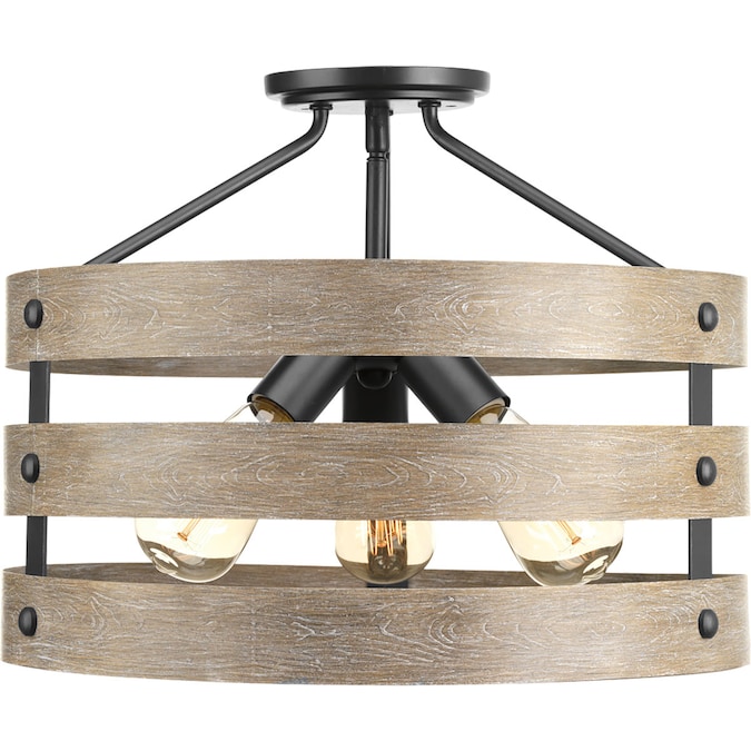 Progress Lighting Gulliver 3-Light 17-in Black Semi Flush Mount Light - Image 7